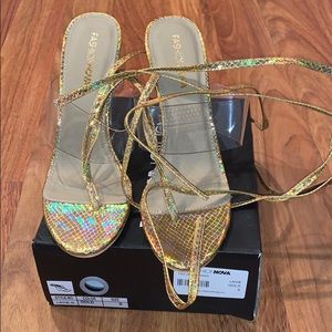 Fashion Nova - Gold Heels - Size 9